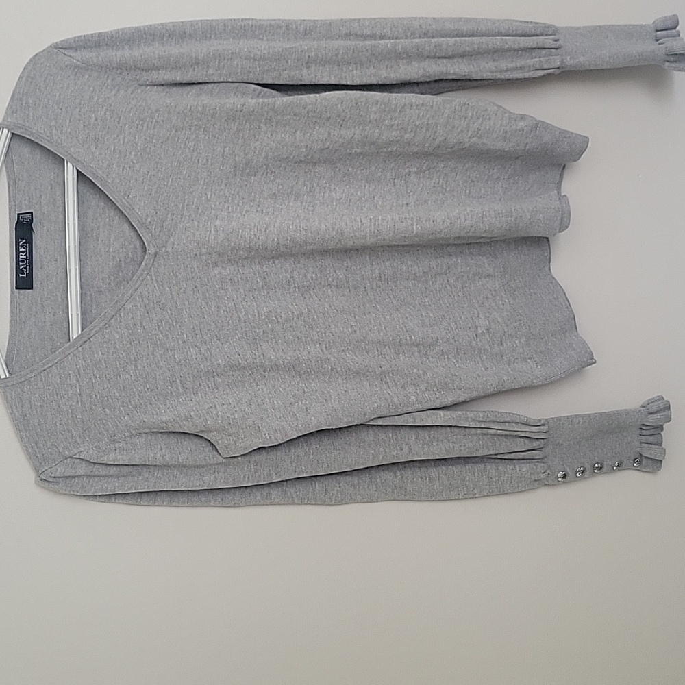 Vintage Lauren Ralph Lauren Grey V-Neck Sweater Sz M